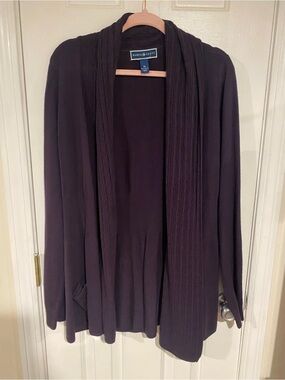 Karen Scott Plum Open-Front Cardigan Sweater